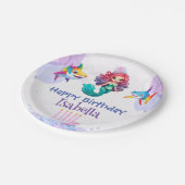 かわいいマーメイドシャーク虹のカラフル誕生日パーティー ペーパープレート (アングル)