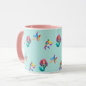 かわいいマーメイドシャーク虹のカラフル誕生日パーティー マグカップ (正面左)