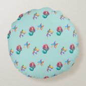 かわいいマーメイドシャーク虹のカラフル誕生日パーティー ラウンドクッション (裏面)