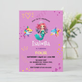 かわいいマーメイドシャーク虹のカラフル誕生日パーティー 招待状 (スタンド正面)