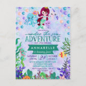 かわいいマーメイドテーマバースデーパーティ招待状 インビテーションポストカード (正面)