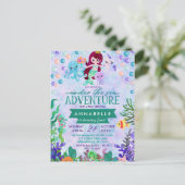 かわいいマーメイドテーマバースデーパーティ招待状 インビテーションポストカード (スタンド正面)
