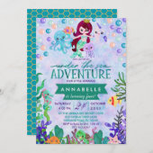 かわいいマーメイドテーマバースデーパーティ招待状 招待状 (正面/裏面)