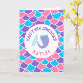 かわいいマーメイドテールガールズハッピーバースデー カード (黄色い花)