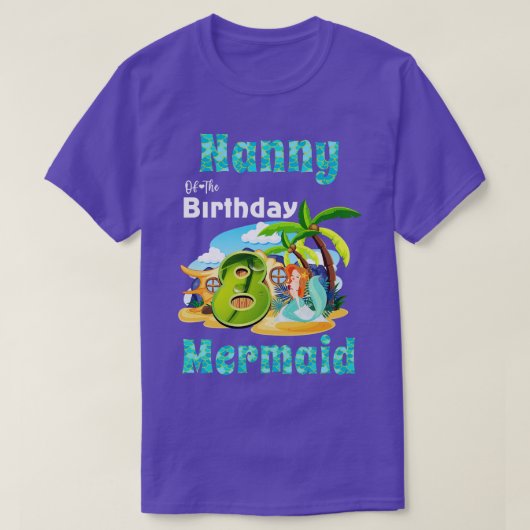 かわいいマーメイドナニーオブザザ8誕生日 Tシャツ (デザイン正面)
