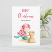 かわいいマーメイドバケーションビジネスクリスマス シーズンカード (スタンド正面)