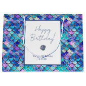 かわいいマーメイドパターはかりで測ン小さな女の子誕生日 ラージペーパーバッグ (正面)