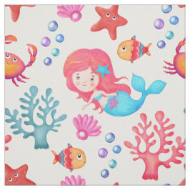 かわいいマーメイドパターン水中テーマ子供部屋 ファブリック