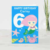 かわいいマーメイドパーソナライズされたエイジ誕生日 カード (正面)