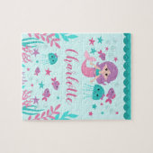 かわいいマーメイドパーソナライズされたキッズ ジグソーパズル (横)