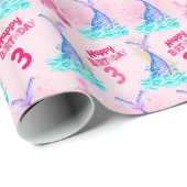 かわいいマーメイドパーソナライズされた誕生日 ラッピングペーパー (ロールコーナー)