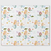 かわいいマーメイドパーソナライズされた誕生日 ラッピングペーパー (フラット)