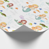 かわいいマーメイドパーソナライズされた誕生日 ラッピングペーパー (角)