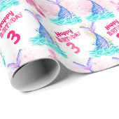 かわいいマーメイドパーソナライズされた誕生日 ラッピングペーパー (ロールコーナー)