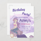 かわいいマーメイドパーティの招待状マーメイド誕生日 インビテーションポストカード (正面/裏面)