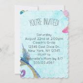 かわいいマーメイドパープルベビーガール誕生日招待状 招待状 (裏面)