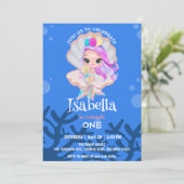 かわいいマーメイドパールレインボーホエールバースデーパーティー 招待状 (スタンド正面)