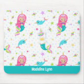 かわいいマーメイドビーチガールパーソナライズされたキッズ マウスパッド (正面)