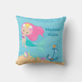 かわいいマーメイドビーチガールビーチハウスキッズルーム クッション (正面)