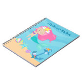 かわいいマーメイドビーチガールピンクヘアカスタムキッズ ノートブック (左側)