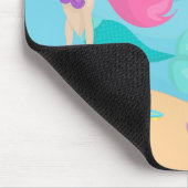 かわいいマーメイドビーチガールピンクヘアカスタムキッズ マウスパッド (コーナー)