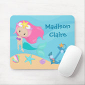 かわいいマーメイドビーチガールピンクヘアカスタムキッズ マウスパッド (マウス)