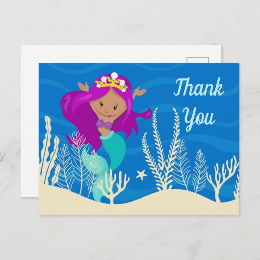 かわいいマーメイドビーチガール誕生日ありがとう ポストカード (正面/裏面)