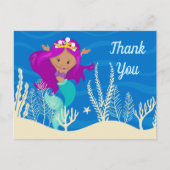かわいいマーメイドビーチガール誕生日ありがとう ポストカード (正面)