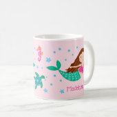 かわいいマーメイドピンクパーソナライズされた色 コーヒーマグカップ (正面右)