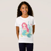 かわいいマーメイドピンク&ミントTシャツ Tシャツ (正面フル)