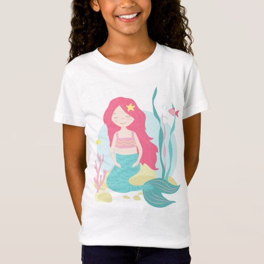 かわいいマーメイドピンク&ミントTシャツ Tシャツ (正面)