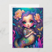 かわいいマーメイドファンタジー ポストカード (正面/裏面)
