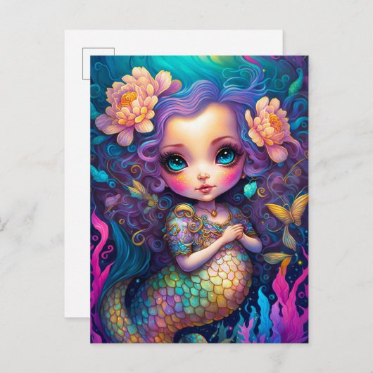 かわいいマーメイドファンタジー ポストカード (正面/裏面)