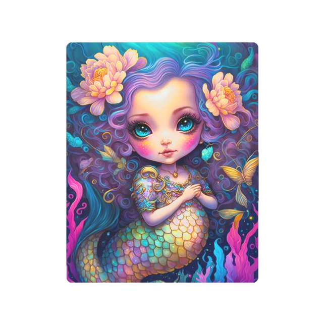 かわいいマーメイドファンタジー メタルプリント (正面)