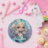 かわいいマーメイドブルー海 ペーパープレート (パーティー)