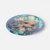 かわいいマーメイドブルー海 ペーパープレート (アングル)