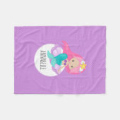 かわいいマーメイドプリンセスガールシーシェルパープルはかりで測 フリースブランケット (正面(横))