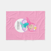 かわいいマーメイドプリンセスガールシーシェルピンクはかりで測 フリースブランケット (正面(横))