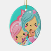 かわいいマーメイドプリンセスシスタースクリスマス セラミックオーナメント (右)