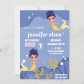 かわいいマーメイドプリンセス水中ゴールデンマーメイド 招待状 (正面)