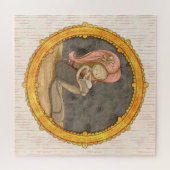 かわいいマーメイドマザーとベビーポートレートイラストレーション ジグソーパズル (横)