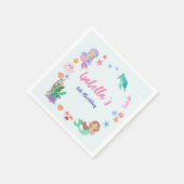 かわいいマーメイドレインボーウォーターカラーバースデーパーティー スタンダードカクテルナプキン (角)