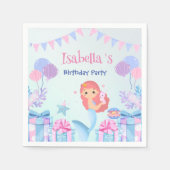 かわいいマーメイドレインボーウォーターカラーバースデーパーティー スタンダードカクテルナプキン (正面)