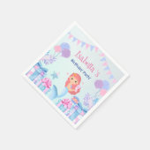 かわいいマーメイドレインボーウォーターカラーバースデーパーティー スタンダードカクテルナプキン (角)