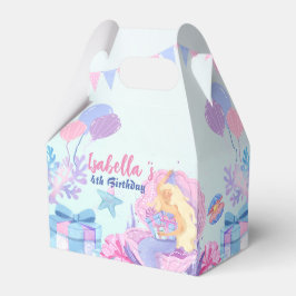 かわいいマーメイドレインボーウォーターカラーバースデーパーティー フェイバーボックス