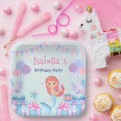 かわいいマーメイドレインボーウォーターカラーバースデーパーティー ペーパープレート (パーティー)