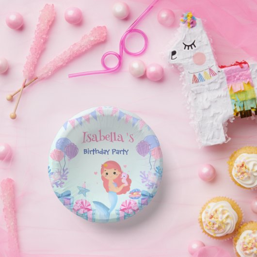 かわいいマーメイドレインボーウォーターカラーバースデーパーティー ペーパーボウル (パーティー)