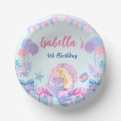 かわいいマーメイドレインボーウォーターカラーバースデーパーティー ペーパーボウル (正面)