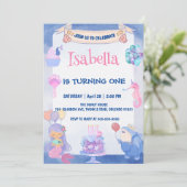 かわいいマーメイドレインボーウォーターカラーバースデーパーティー 招待状 (スタンド正面)