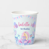 かわいいマーメイドレインボーウォーターカラーバースデーパーティー 紙コップ (裏面)